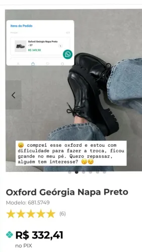 Sapato oxford novo unissex