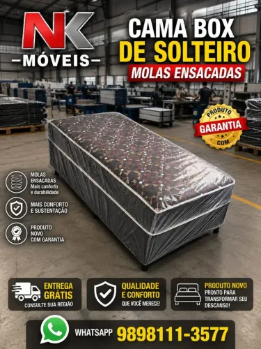 Camas box de solteiro e solteirão de espuma e molas novas, PEÇA JÁ A SUA!