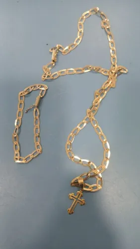 Cordão e Pulseira banho de ouro
