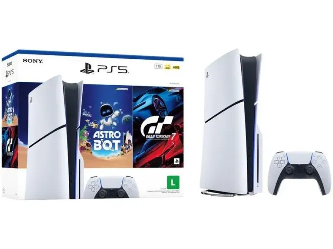 Playstation 5 (PS5) Slim Disk Nacional com 2 Jogos Físicos Novo Lacrado