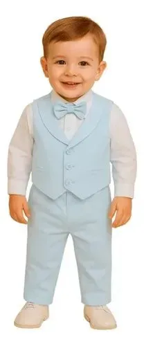 Conjunto casamento ou batizado social para menino azul claro