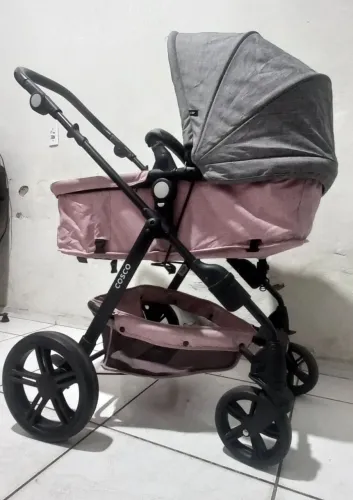 Kit Carrinho Cosco Moisés Bebe Conforto Rosa Mescla