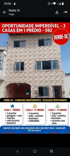 Prédio com 3 casas independentes
