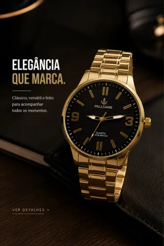 Relógio Masculino Pallyjane Dourado Aço Inoxidável