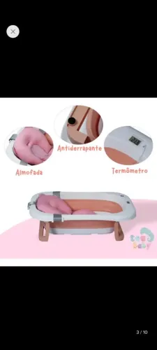 Banheira De Bebê Dobrável Retrátil Com Termômetro e Boia- Teu Baby Rosa