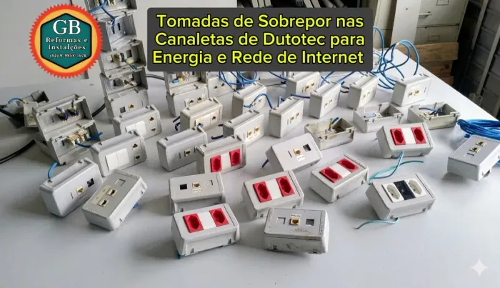 Tomadas para Calhas de Dutotec de Energia e Rede de Internet