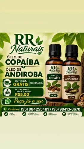 Óleo de copaíba e óleo de andiroba 