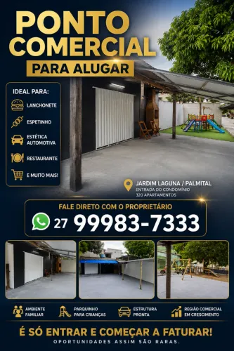 PONTO COMERCIAL - 200 m² - NA ENTRADA DO CONDOMÍNIO COM 320 APARTAMENTO PALMITAL/LAGUNA