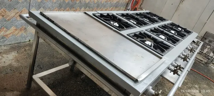 Fogão INOX 8 queimadores+chapa+paneleiro"LEIA"