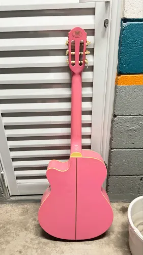 Kit Violão Elétrico Rosa + Amplificador Borne Strike G20