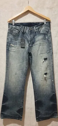 Calça Jeans Armani Exchange Baggy Wide Leg Destroyed - Tam 44