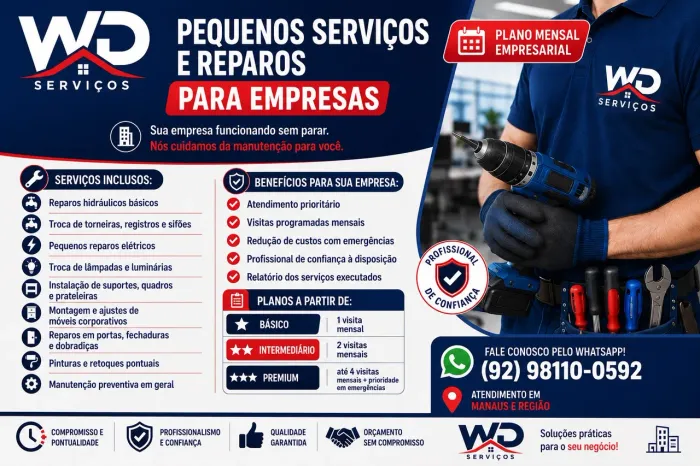 WD SERVIÇOS - Pequenos Reparos e Manutenção para Empresas em Manaus