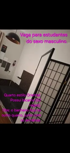 Vaga compartilhada para estudantes do sexo masculino. Ambiente familiar. Boa localização .
