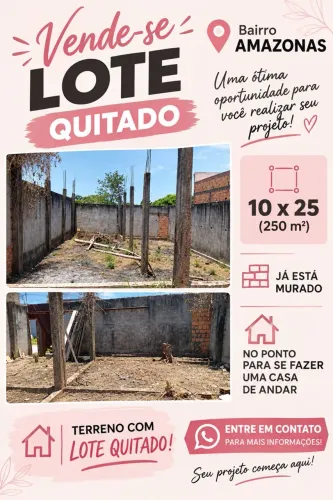 Lote quitado já murado e com colunas para uma casa de andar