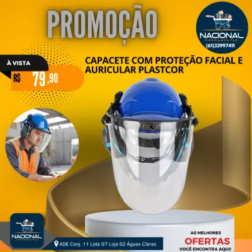 Capacete com Proteção Facial e Auricular Plastcor