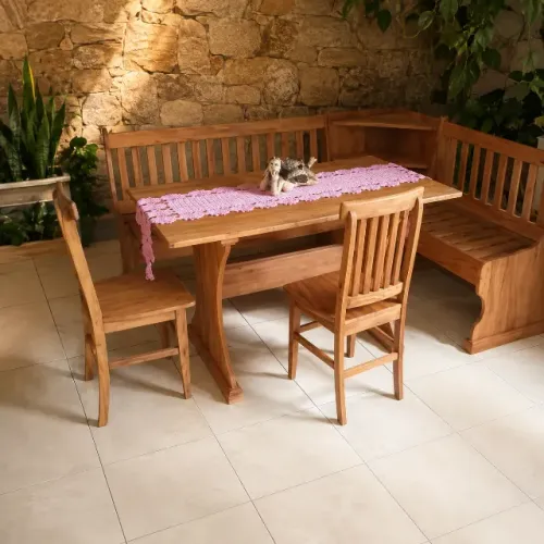 Canto Alemão em Peroba Rosa Maciça com Mesa | Sob Medida