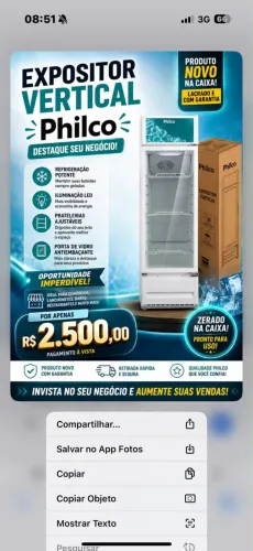 Refrigerador Expositor Vertical Philco 309 Litros Branco PRE319 110v Novo