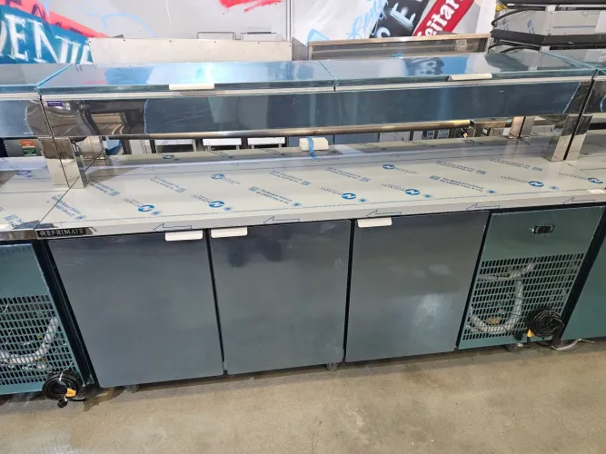 balcão refrigerado de inox com condimentador 2m