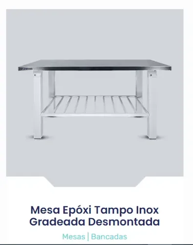 2982 - MESA TAMPO INOX 2.84X90-PE EPOXI C/GRADE / MARCA: MAFRAN