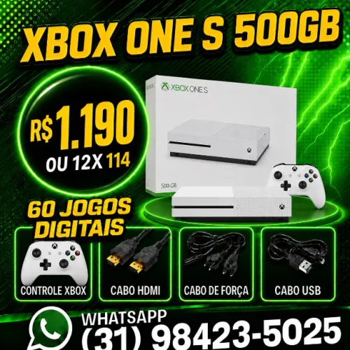 XBOX ONE S 5OOGB COM 66 JOGOS e O6 MES GARANTIA I LOJA FISICA