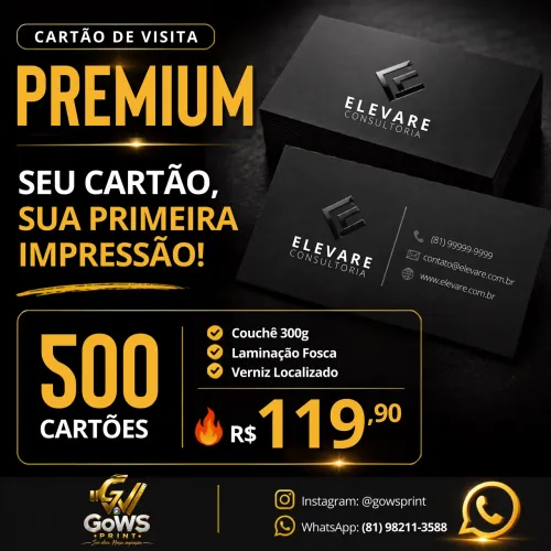 500 CARTÕES DE VISITA UV LOCAL. + LAMINAÇÃO