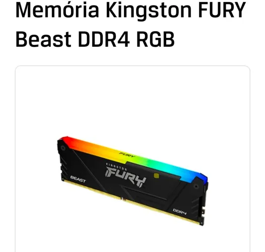 Memória 16G 3733Mhz Kingston FURY Beast DDR4 RGB