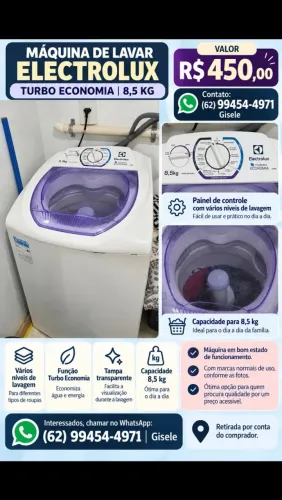 Máquina de Lavar Electrolux 8,5 kg Turbo Economia - R$ 450