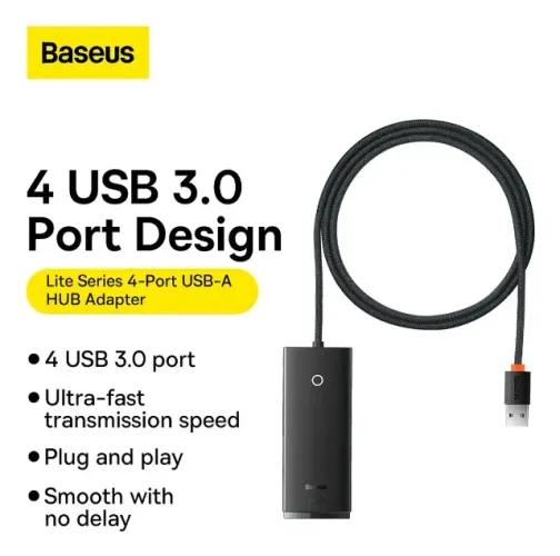 Adaptador Hub Baseus Usb A + 4 Portas Usb Cabo De 1 Metro