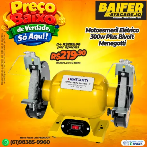 Motoesmeril Elétrico 300w Plus Bivolt Menegotti