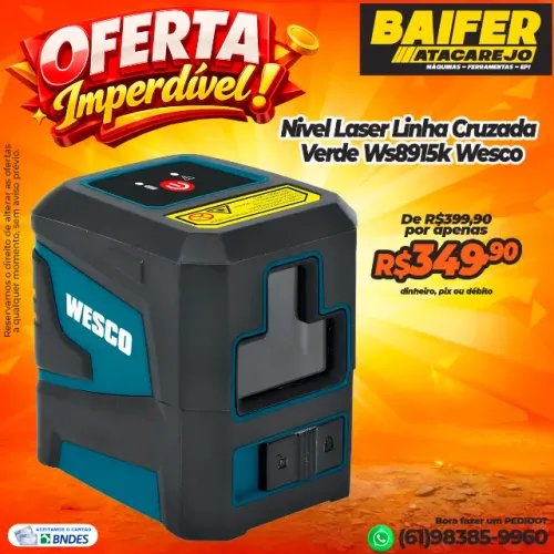 Nivel Laser Linha Cruzada Verde Ws8915k Wesco