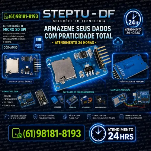 Leitor Cartão Tf Micro Sd Spi Arduino  - Automação - Robotica COD-AM50 