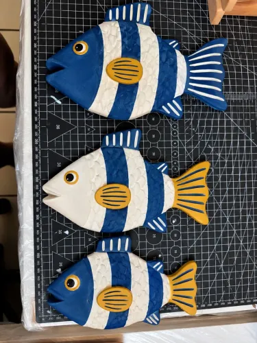Conjunto de peixes pintado à mão
