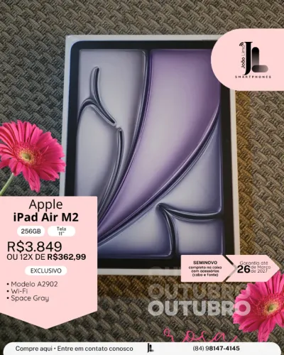 IPAD AIR M2, 256GB, TELA 11?, SEMINOVO NA GARANTIA, EXCLUSIVO!