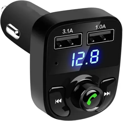 Transmissor Fm Bluetooth Veicular X8 Com 2 Usb E Mp3 - Novo