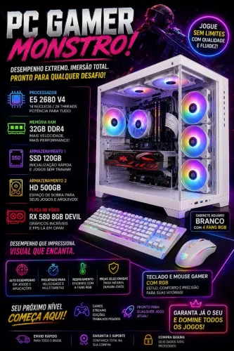 PC GAMER 32GB DDR4 RX 580 8GB DEVIL