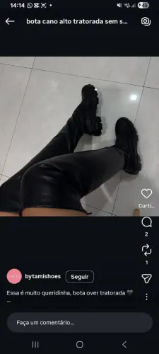 Vendo bota cano alto preta tratorada