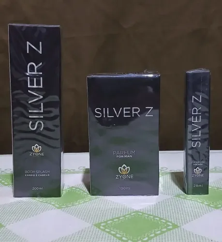 Kit Masculino Silver Z Zyone - Perfume 100ml + 28ml + Body Splash 200ml
