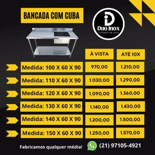 Bancada de inox com cuba