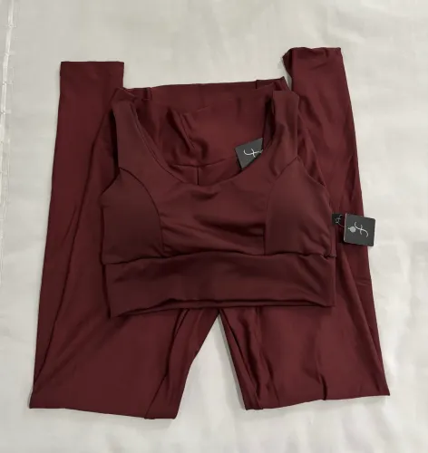 Conjunto academia legging e top marrom