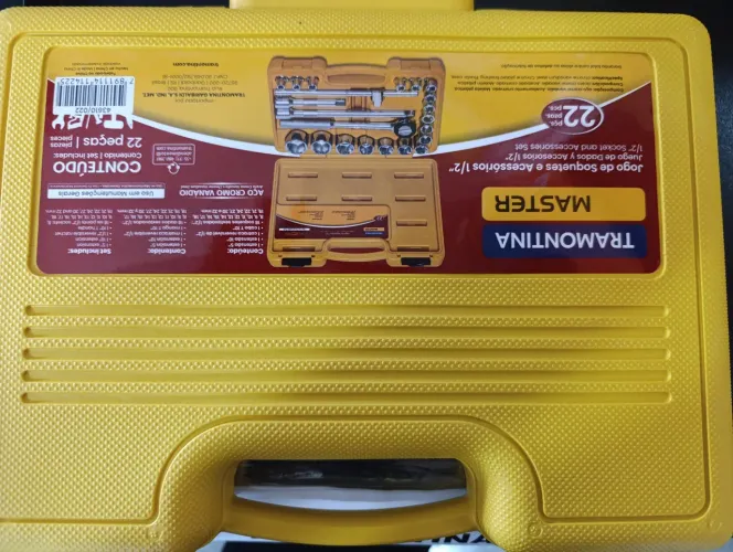 jogo de soquete e acessórios 1/2 22 peças caixa de ferramenta Tramontina master