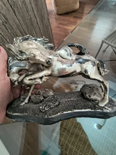 Escultura Vintage Italiana Cavallos Selvaggi - Studio Ottaviani (Prata 925 / Miro Silver)