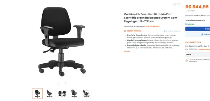 Mesa/Cadeira Escritório Novo na caixa NR17