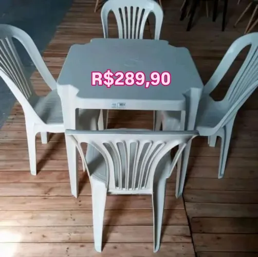 Conjuntos mesas e cadeiras plásticas Sauípe 