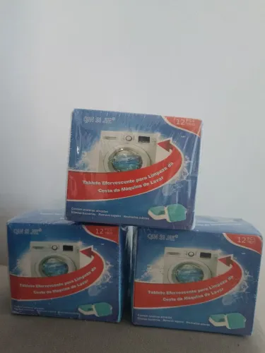 Kit 12 Pastilhas Limpa Máquina de Lavar Roupa - Limpeza Profunda Remove Odores e Resíduos.