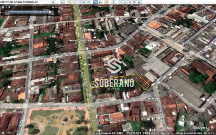 Área no Centro da Cidade de Goiana/PE, à venda, com aproximadamente 1.100 m² por R$ 2.200.