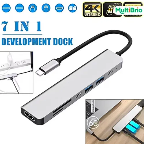 Hub Adaptador 7 Em 1 Ou 6 Em 1 Tipo C Com Usb 3.0