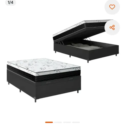 Cama box baú USADO casal 138 tecido sintético colchão espuma D33 one face