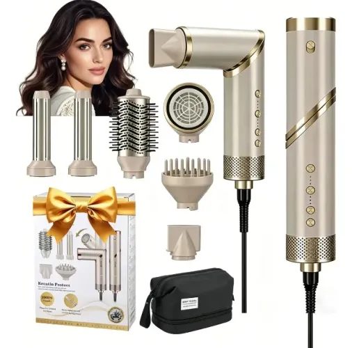 Secador De Cabelo Profissional 5 Em 1 Escova Elétrica Modeladora de Cachos Dobrável