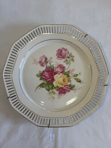Prato Antigo Porcelana Alemã Schumann Bavaria Borda Vazada / Rendada