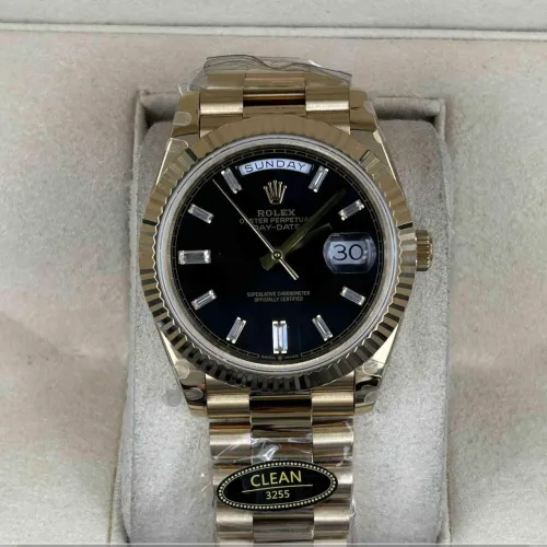 Relógio masculino dourado clean factory Rolex 3255 super c 